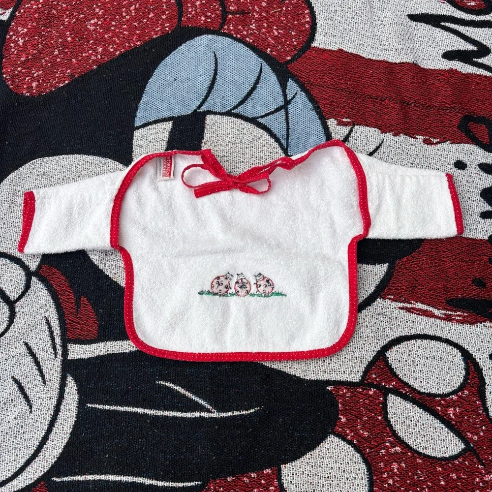 VINTAGE TERRY CLOTH LADYBUG GRAPHIC SHIRT BIB BABY